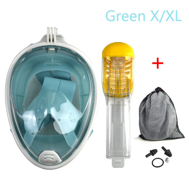Swimming Diving Full Face Snorkel Mask Genuine Full Set
